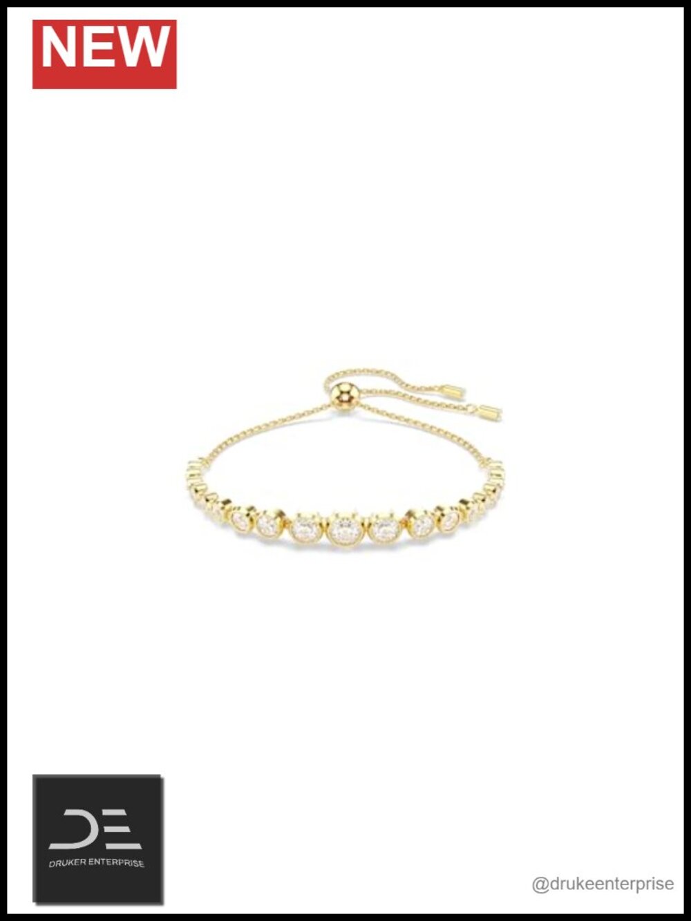 Swarovski Crystal Tennis Bracelet Gold Tone Bezel Set Round Cut